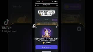 27.05 комбо 5000000 #IgorCrypt  #Hamstercombat #Hamstercombo