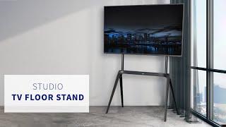 STAND-TV86B Black Steel Easel Studio TV Stand by VIVO