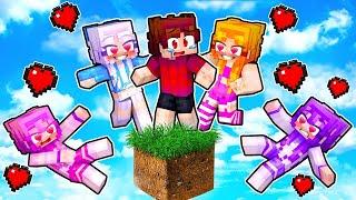 Stuck On ONE REALISTIC BLOCK With MY CRAZY FAN GIRLS... (Minecraft)