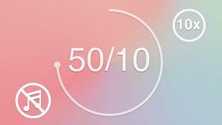 50 Minute Pomodoro Timer / 10 Minute Break - Pastel Color Wheel - Repeats 10x - Study & Focus Timer