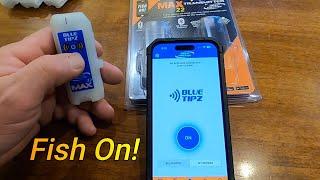 Blue Tipz fishing transmitter on Jack Traps tip ups