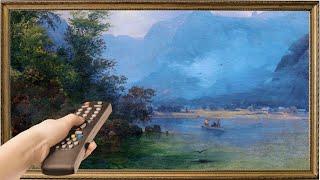 Vintage TV Art Screensaver. 4K Frame TV Hack. 2hr Gold Framed Moody Alpine Lake Landscape Painting.