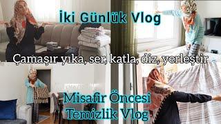 Temizlik Vlog İki Günlük Vlog Çamaşır Yıka-Ser-Katla-Diz-Yerleştir Misafir Öncesi Ev Vlog Cam Silme