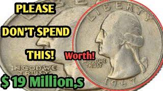 Top 1967 Washington Quarter dollar coin worth a lot of money-coins worh money!