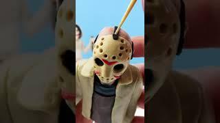 Making the creepy Jason Voorhees from film friday the 13th with clay, sculpture timelapse #shorts