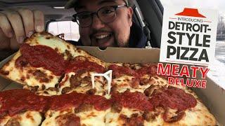 NEW Pizza Hut DETROIT STYLE PIZZA  Meaty Deluxe Mukbang Review