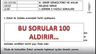 8.SINIF DİNKÜLTÜRÜ VE AHLAK BİLGİSİ 1.DÖNEM 2.YAZILI