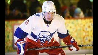 Vladimir Putin shows off ice hockey skills in Moscow's Red Square