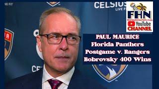 Paul Maurice: Sergei Bobrovsky Gets NHL Win No. 400, Florida Panthers Beat NY Rangers