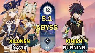 Xilonen x Navia & Kinich Burning | Spiral Abyss Floor 12 (9 Stars) | Genshin Impact 5.1【原神】