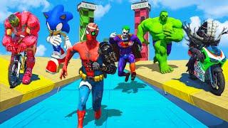 SpiderMan, Hulk & Fusion Superheroes Racing Challenge Competition Ep.494 (Funny Contest)