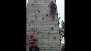 Zack and Gabe on the Rock Climbing Wall