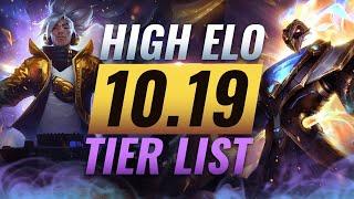 HIGH ELO Best Champions TIER List - League of Legends Patch 10.19