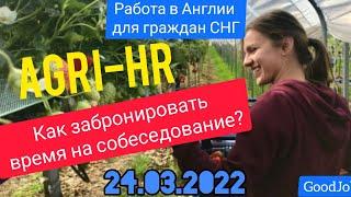 Agri-HR. Как забронировать время на собеседование? Работа в Англии для граждан СНГ