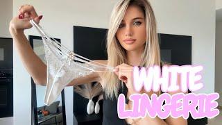 [4K] MY FAVORITE PANTIES! White Panties Lingerie Try on Haul | Get Ready with Alina