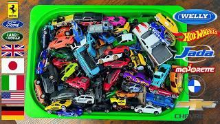 Green Box Full of Diecast Cars – Hot Wheels, Majorette, Maisto & More! 