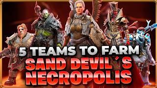 5 TEAMS To Farm Stage 25 On The Sand Devil's Necropolis Dungeon! Raid Shadow Legends Guide