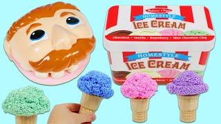 Mr. Play Doh Head Eats Play Foam Ice Cream Surprise Scoops!