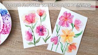 Layering Watercolor & painting loose flowers - relaxing & calm music