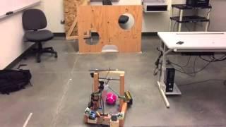 Arduino powered robot kicks soccer ball through a hole