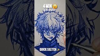 How To Draw Satoru Gojo ️ 10sec , 4Min , 25Min  #shorts #jujutsukaisen #gojo