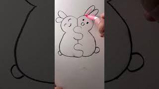 Two rabbit drawing with letter ‘S’ #shorts