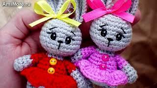 Амигуруми: схема Зайка брелок. Игрушки вязаные крючком - Free crochet patterns.