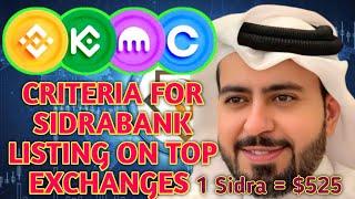 GOOD NEWS! CRITERIA FOR LISTING SIDRABANK ON TOP EXCHANGE | Sidra Bank KYC | SIDRABANK NEW UPDATE