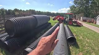 Installing A New Driveway Culvert And Pond Overflow At The Farm