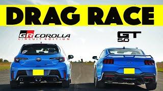 2024 Ford Mustang GT vs 2024 Toyota GR Corolla And Bonus Car! Drag and Roll Race.