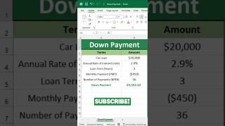 Down Payment Calculation #ExcelTips