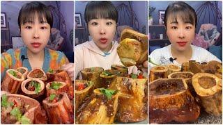 asmr mukbang - Eating all the marrow in the bones is extremely delicious #18  -  Hiu He Hue