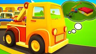 The colored fuel trucks for kids. Helper cars & garages for street vehicles for kids. Kids cartoons.