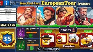 8 Ball Pool - European Tour Season Pool Pass MAX RANK  | New Season | All Rewards  376K CCP 