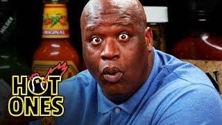 Shaq Tries to Not Make a Face While Eating Spicy Wings | Hot Ones