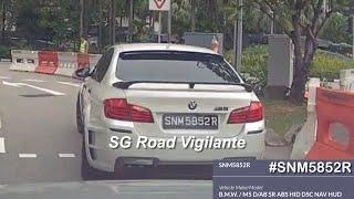 21jun2025 bras basah rd #SNM5852R bmw m5 upset at being honked for trying to stop at zebra crossing