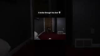 It broke through his door.. 