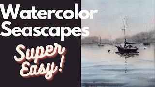 Watercolor Seascape tutorial Demo (EASY!)