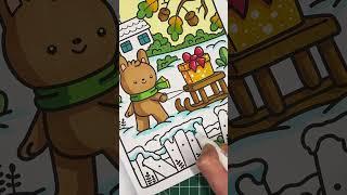 Christmas gift on a sleigh │ „Christmas“- A Cute & Easy Coloring Book - Coloring with Ohuhu Markers