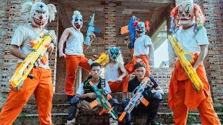 GUGU Nerf War : CID Dragon Nerf Guns Fight Criminal Group SKMAN Mask Crime Successfully Escaped