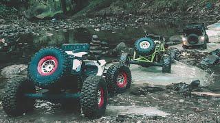 RC CARS WLTOYS 12428, 12429 AND MN99S DEFENDER | River Adventure | Playing Water  And Sand 