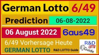 German Lotto 6/49 Prediction For 6 August 2022 | TODAY'S GERMAN LOTTERY