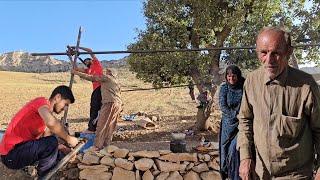 Setting up a nomadic tent for grandparents on Eid al-Adha