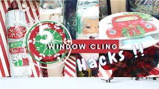 AMAZING $1  Christmas Window CLING HACKS   DIY MUST TRY