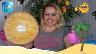 Blowing Up Orange Beach Ball | Inflate & Deflate | Pink Gloves
