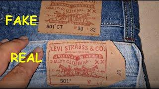 Real vs fake Levi's Jeans.  How to spot fake Levi's 501 jeans denim