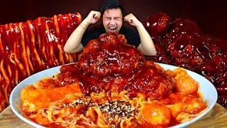 MUKBANG SEBLAK SAMYANG JAMUR ENOKI PEDAS NYEMEK + AYAM RICHEESE LEVEL 5 TERPEDAS