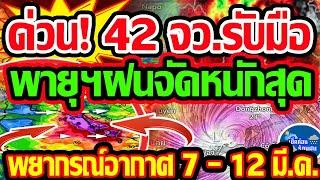 พยากรณ์อากาศวันนี้ 7 - 12  มี.ค. 68 ด่วน! 42 จังหวัดวันนี้ รับมือฝนจัดหนัก ระวังลมกระโชกแรง!