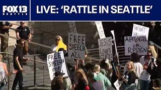 WATCH LIVE: 'Rattle in Seattle' evangelical Christians protest Mayor Harrell at City Hall