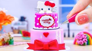 The Most Delicious Miniature Grape Flavored HELLO KITTY Cake | How To Make Cute Fruit Pink Cake